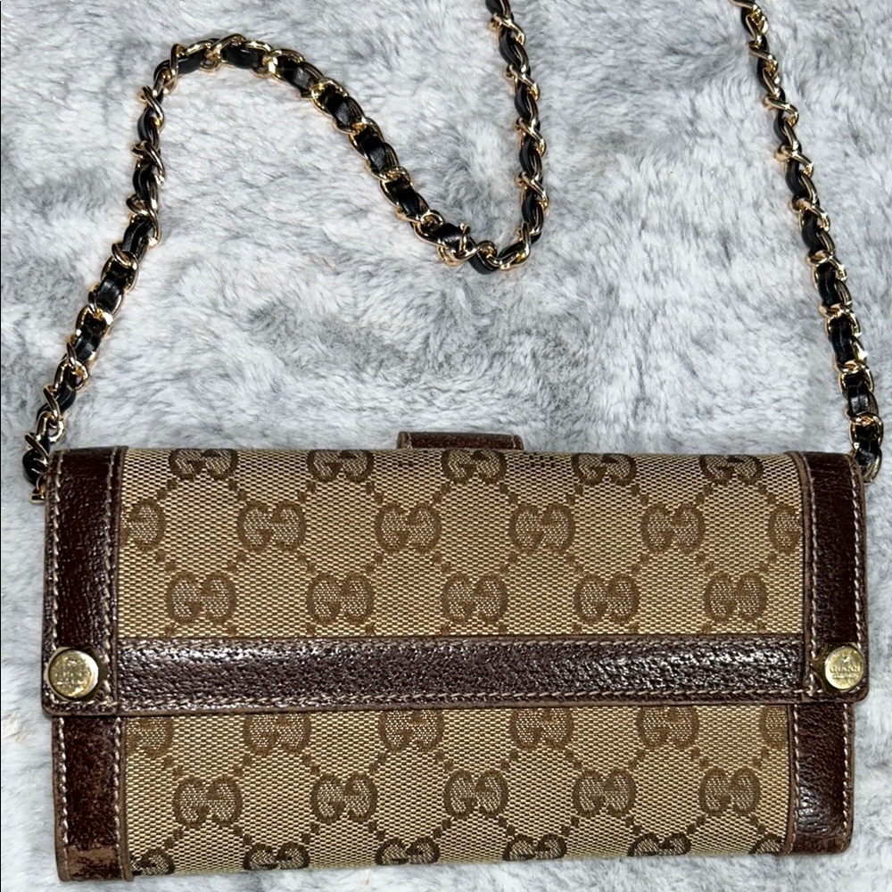 Gucci Tan and Brown GG Pattern Wallet
